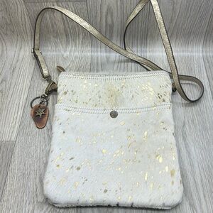 Myra Gold Speckled Cowhide Purse
